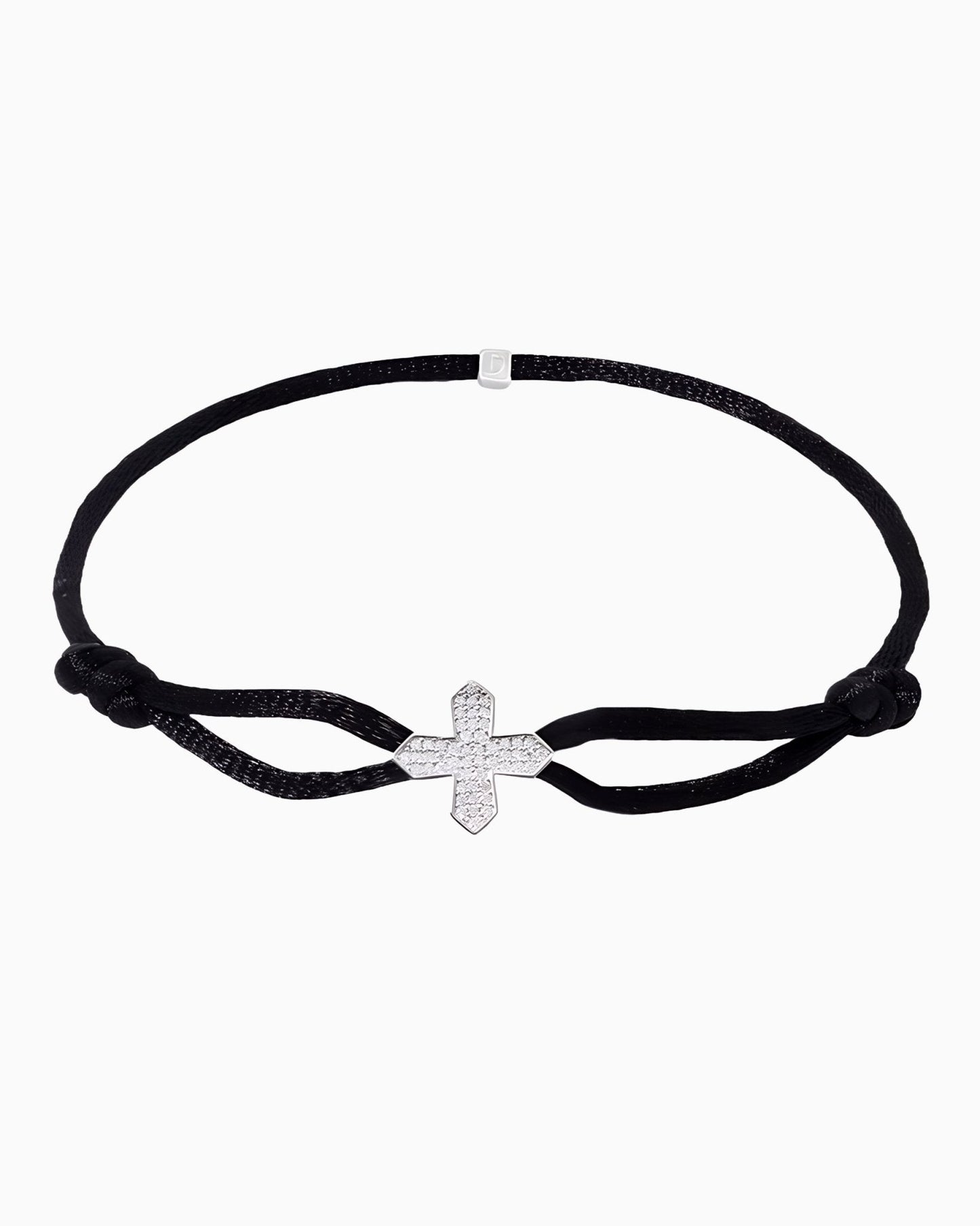 MOISSANITE CROSS CORD BRACELET.