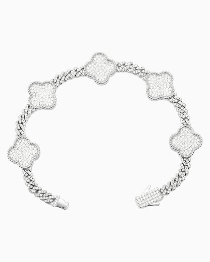 CUBAN CLOVER BRACELET IN MOISSANITE.