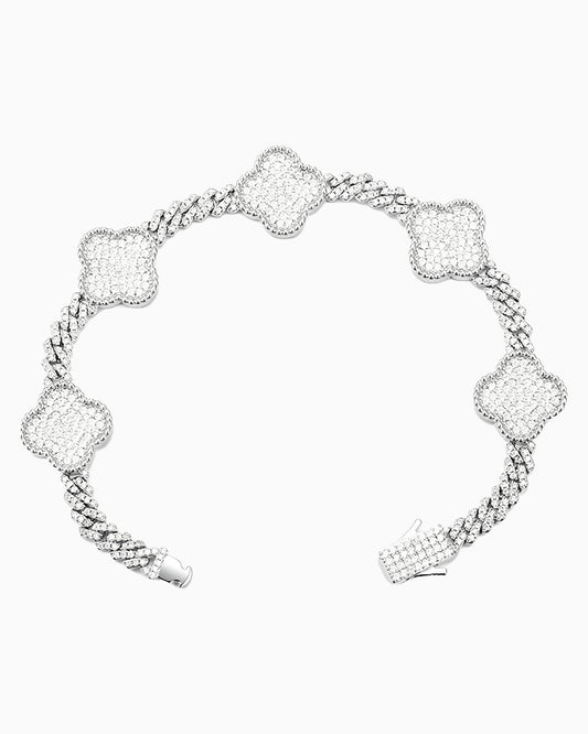 CUBAN CLOVER BRACELET IN MOISSANITE.