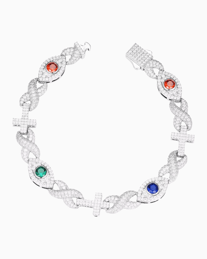 EYE AND CROSS BRACELET IN MOISSANITE.
