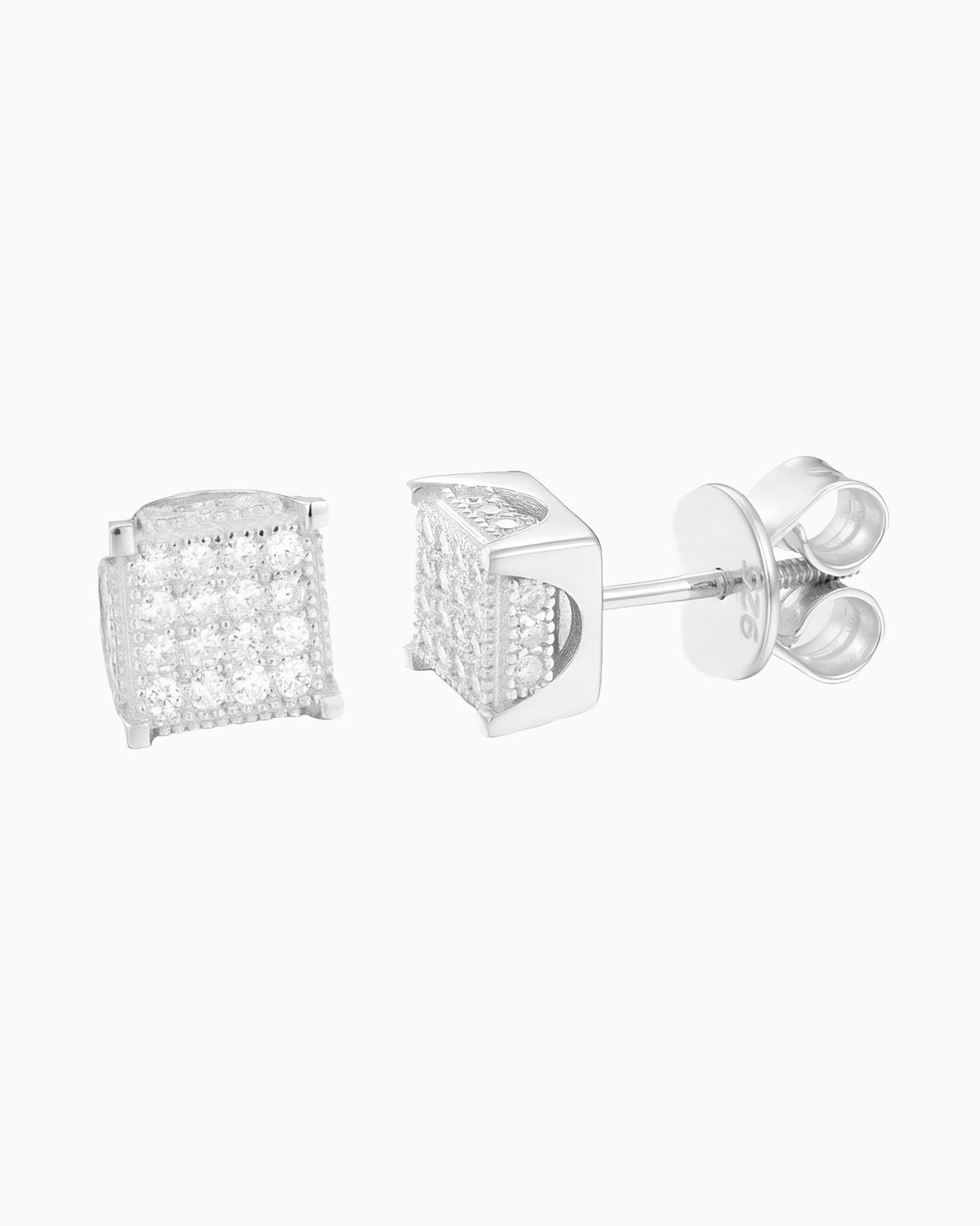 GLACÉ MOISSANITE SQUARE EARRINGS.