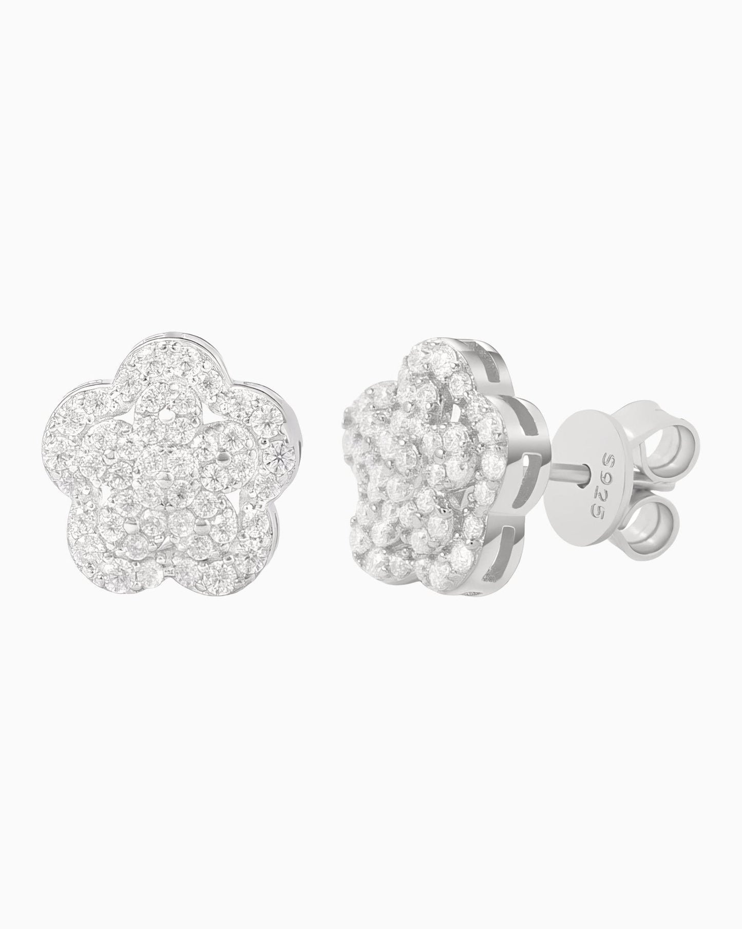 MOISSANITE LOTUS FLOWER EARRINGS.