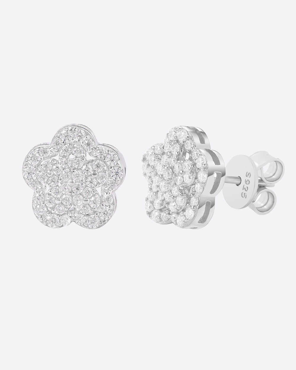 MOISSANITE LOTUS FLOWER EARRINGS.