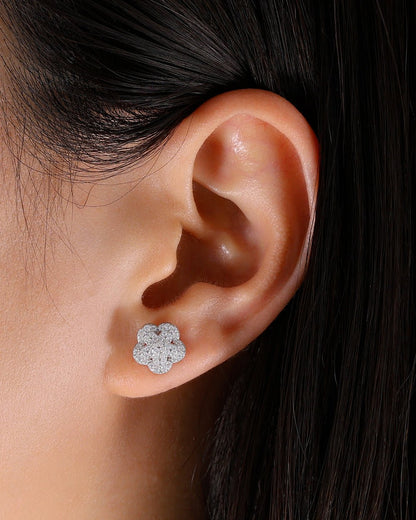 MOISSANITE LOTUS FLOWER EARRINGS.