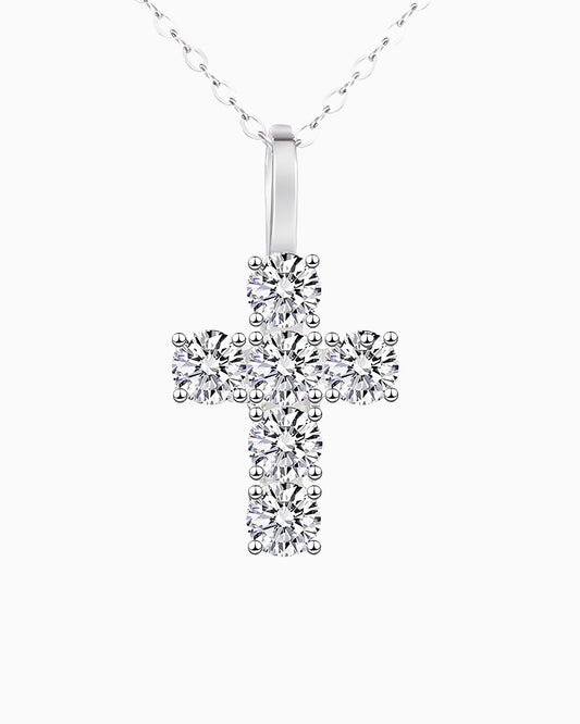MICRO CROSS PENDANT IN MOISSANITE.