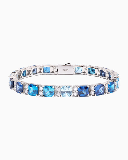 OCEAN BLUE MOISSANITE STONE BRACELET.