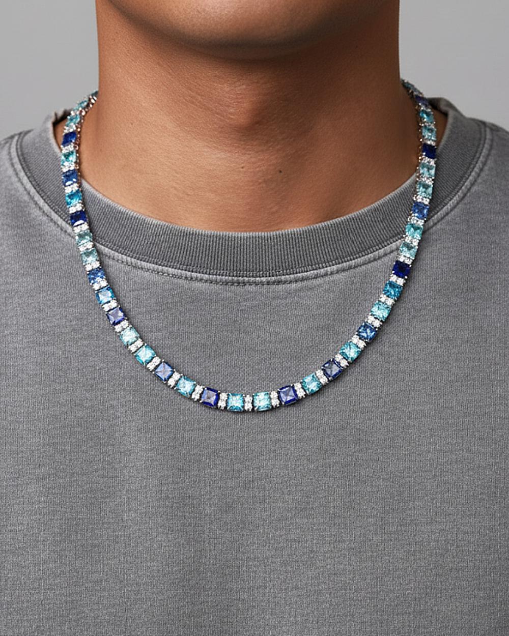 OCEAN BLUE MOISSANITE STONE CHAIN.