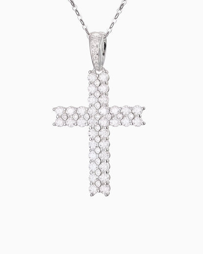 PAVÉ MOISSANITE CROSS PENDANT.