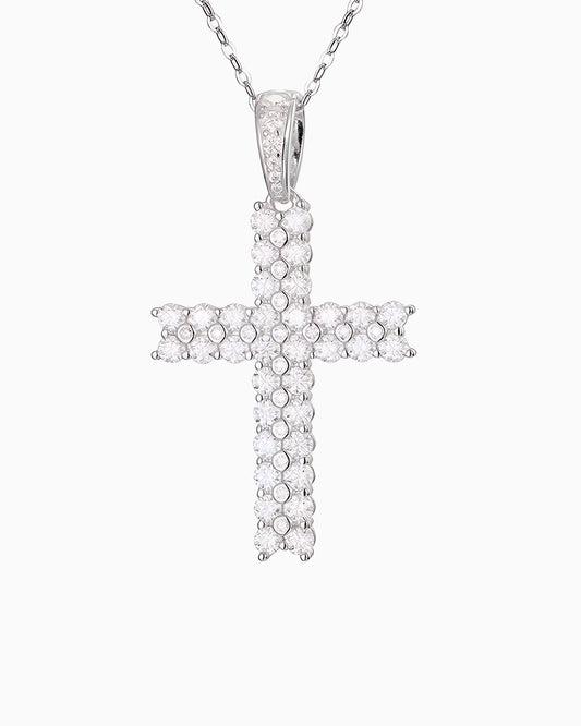 PAVÉ MOISSANITE CROSS PENDANT.