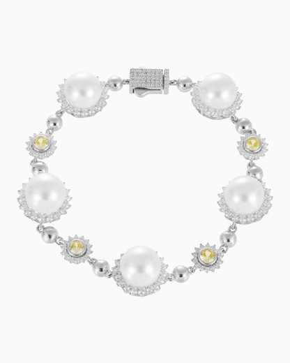 MOISSANITE AND SUN BEAD BRACELET.