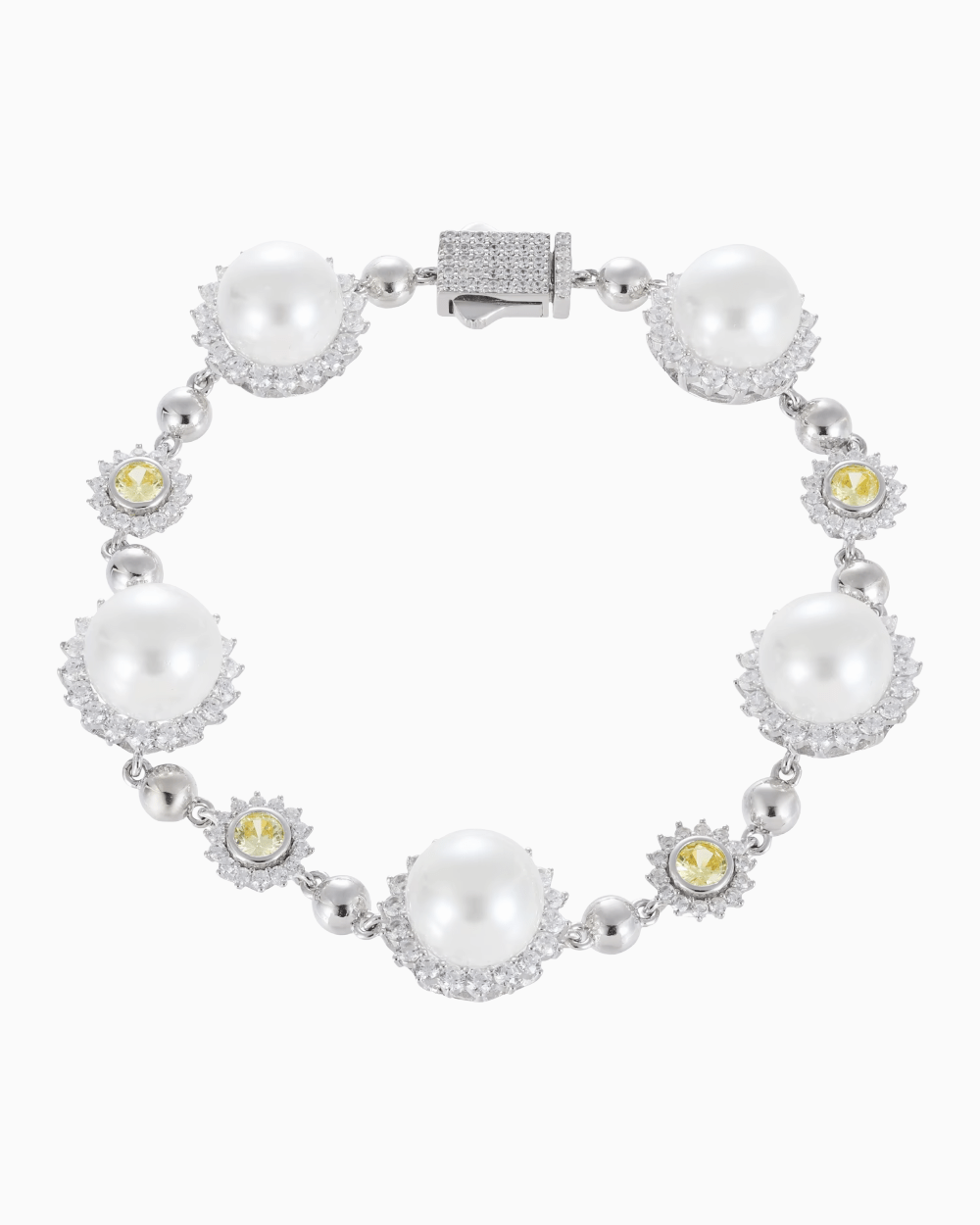MOISSANITE AND SUN PEARL BRACELET.