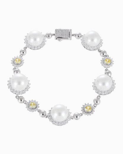 MOISSANITE AND SUN PEARL BRACELET.