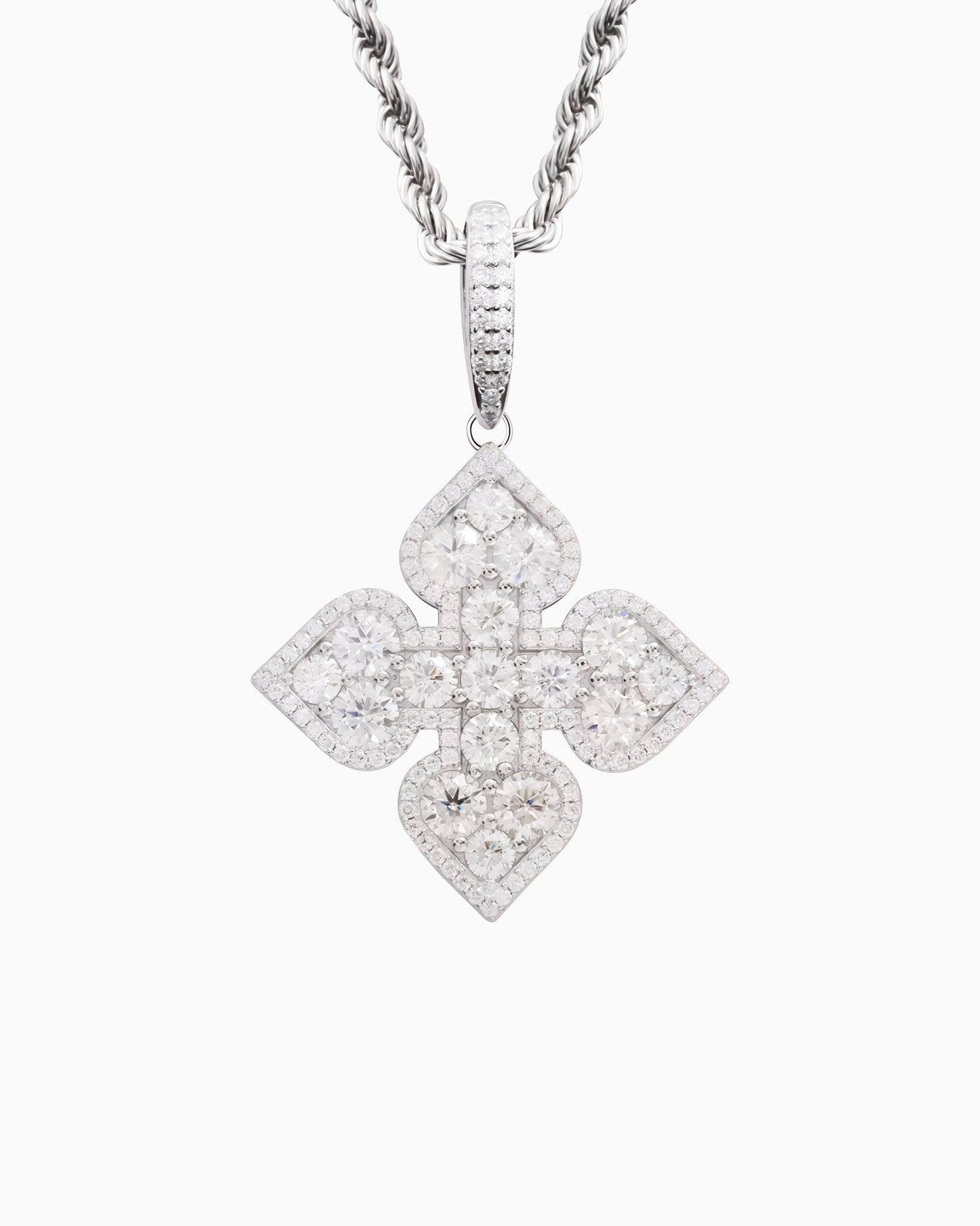 WHITE CLOVER MOISSANITE PENDANT.