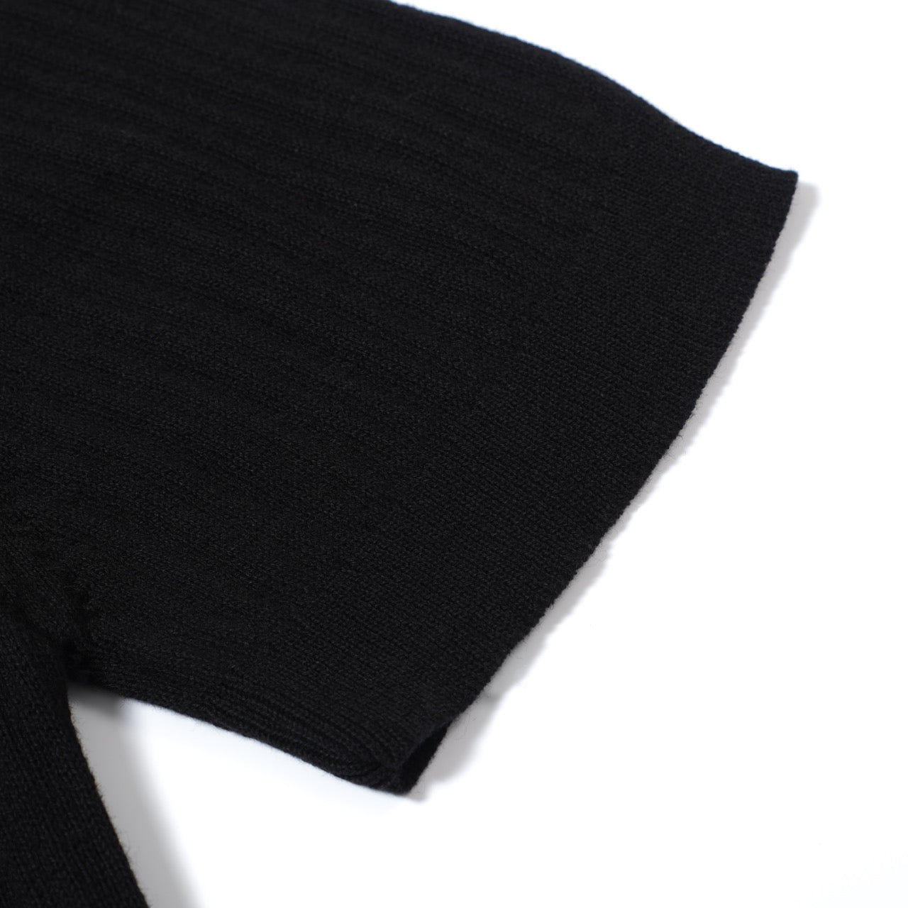 Black Ribbed Knit Polo for Men from the 60s – Minimalist Retro Shirt