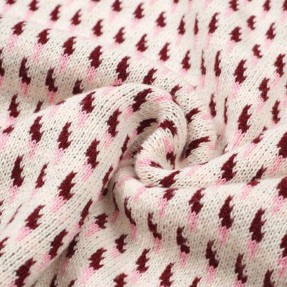 Cream Knitted Polo for Men from the 60s – Burgundy Micro Pattern Retro Style