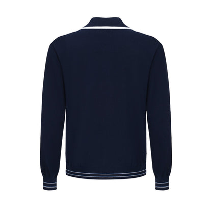 1960s Mod Zip-Up Jacket for Men – Navy with White Trim