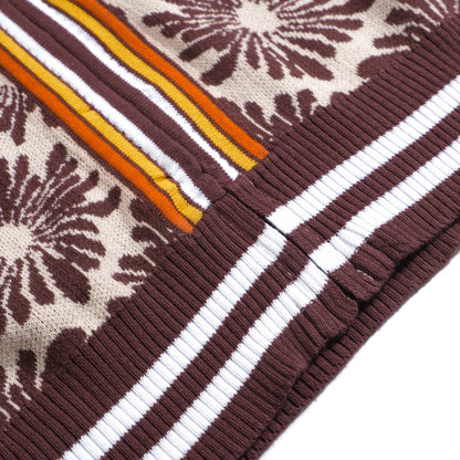 70s Floral Knit Jacket for Men – Burgundy and Beige