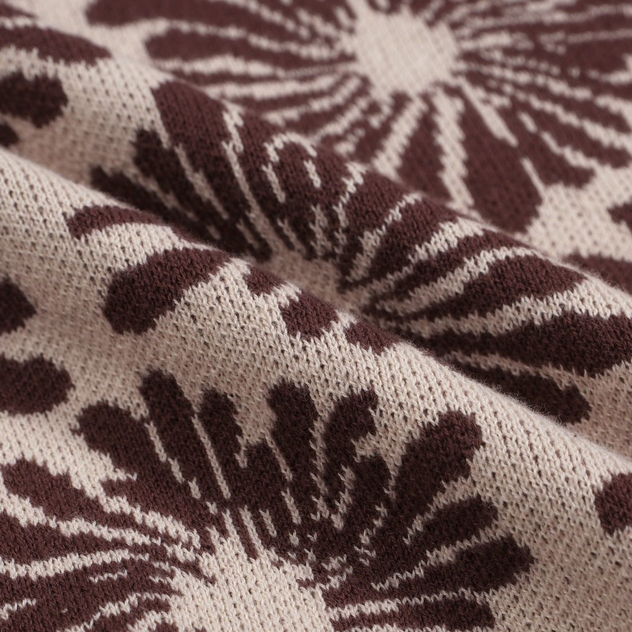 70s Floral Knit Jacket for Men – Burgundy and Beige