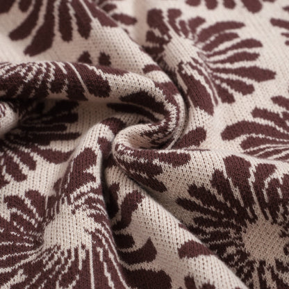 70s Floral Knit Jacket for Men – Burgundy and Beige