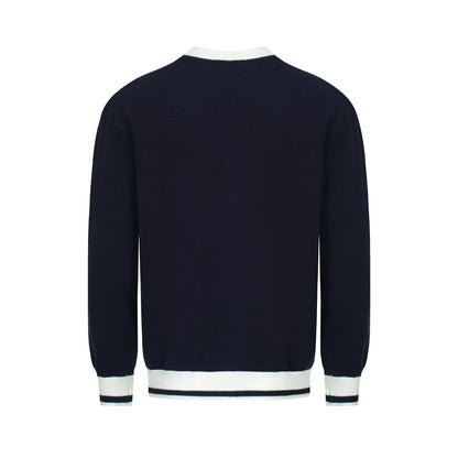 Vintage Cardigan for Men – Knitted with Contrast Details and Deep V-Neck