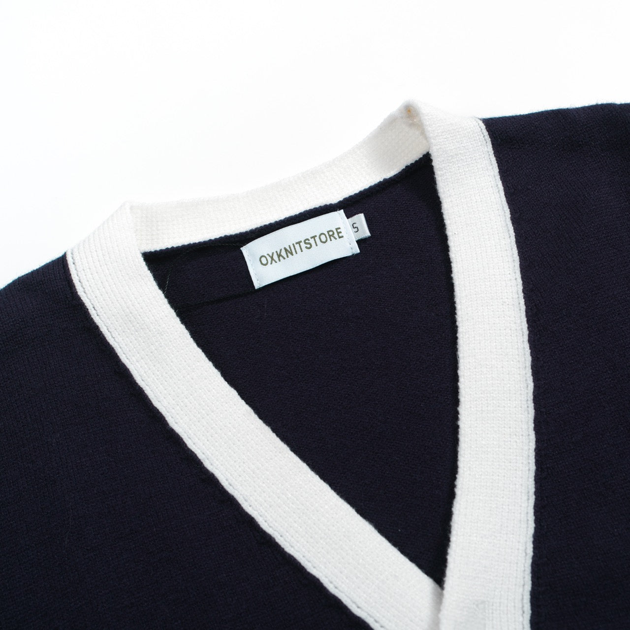 Vintage Cardigan for Men – Knitted with Contrast Details and Deep V-Neck