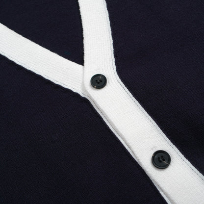 Vintage Cardigan for Men – Knitted with Contrast Details and Deep V-Neck