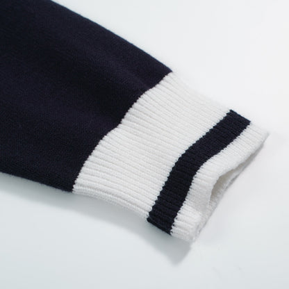 Vintage Cardigan for Men – Knitted with Contrast Details and Deep V-Neck