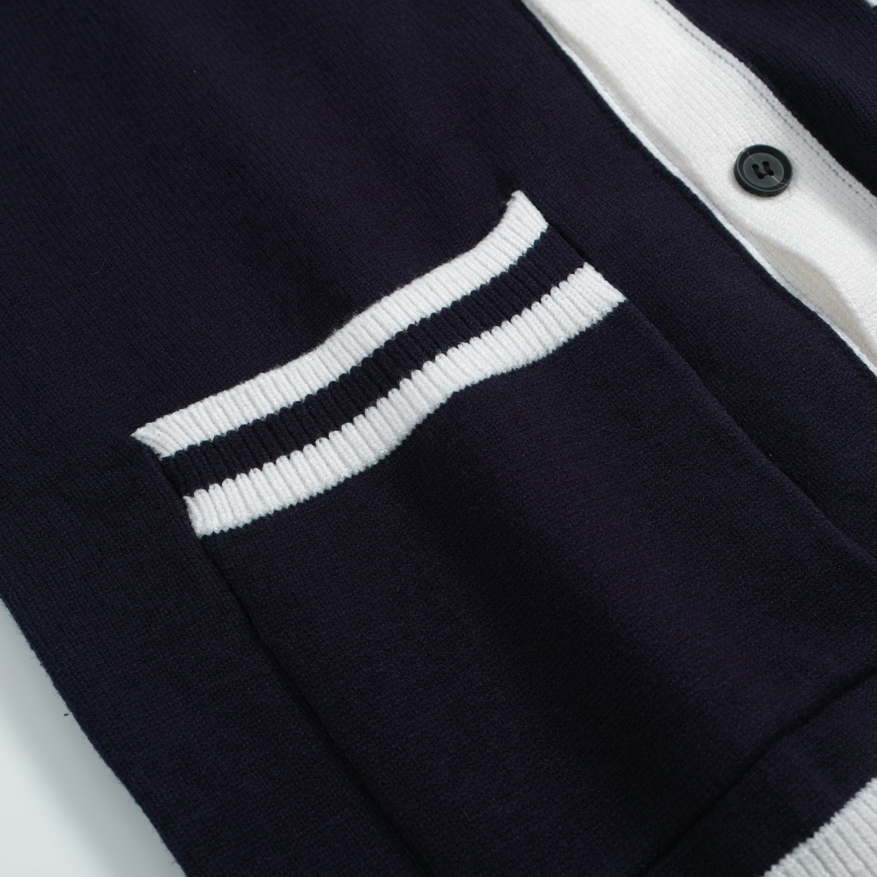 Vintage Cardigan for Men – Knitted with Contrast Details and Deep V-Neck