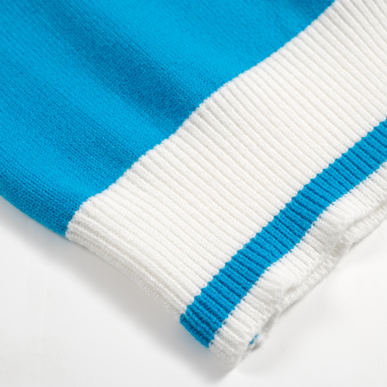 Vintage Rainbow Striped Cardigan for Men – Retro Knitted V-Neck in Sky Blue