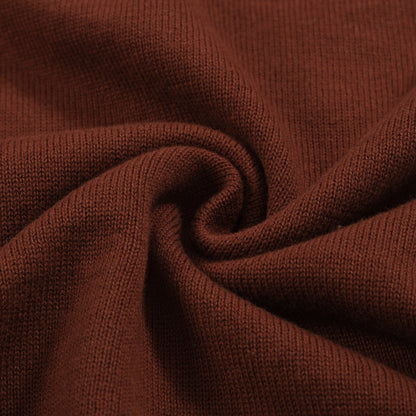 Retro Brown Knitted Polo for Men from the 70s – Striped V-Neck Sunset Colour