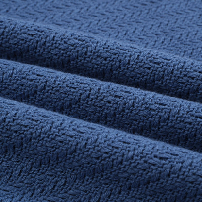 1970s Men's Knitted Polo – Retro Wide Collar Short Sleeve in Navy Blue