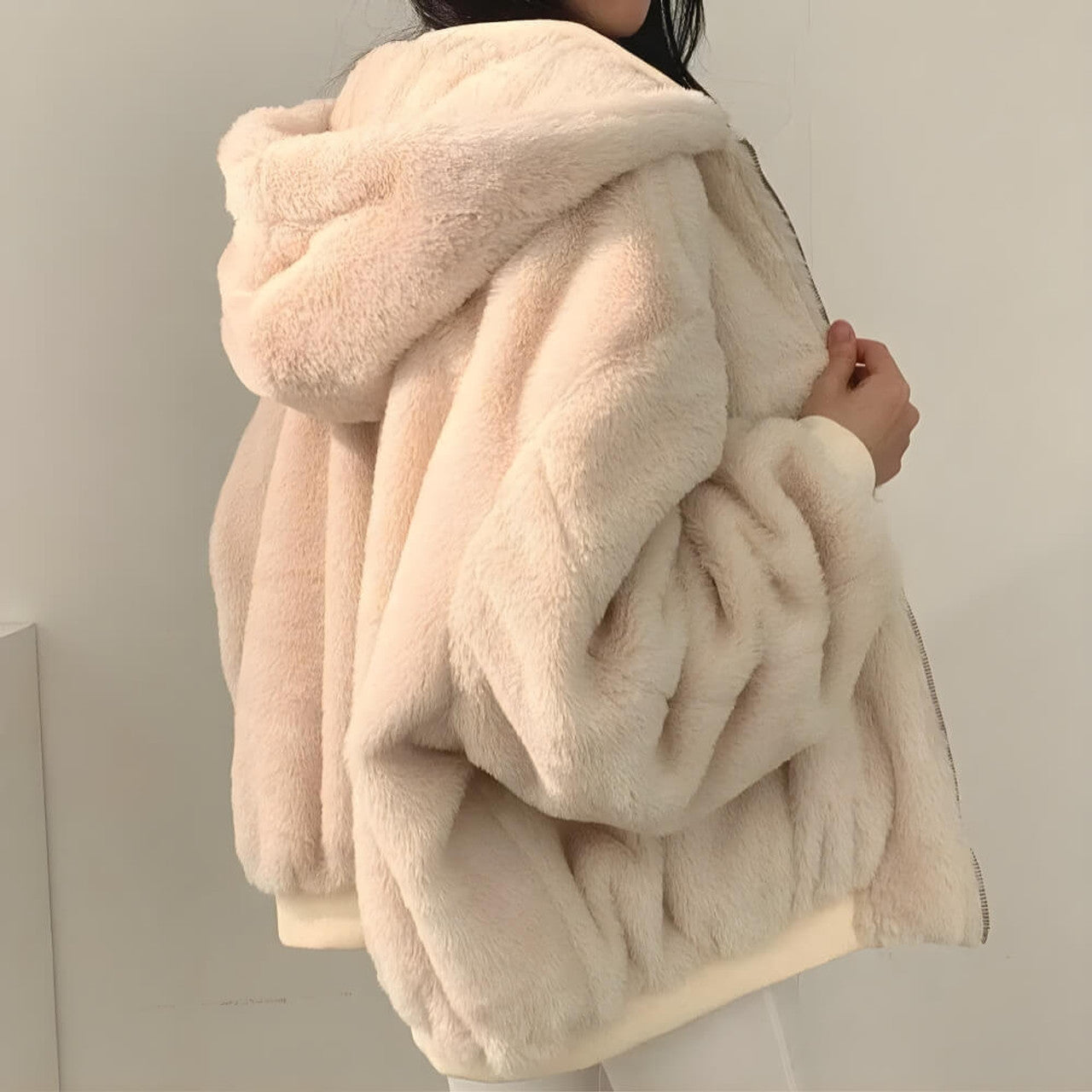 Reversible Teddy Wool Hooded Jacket