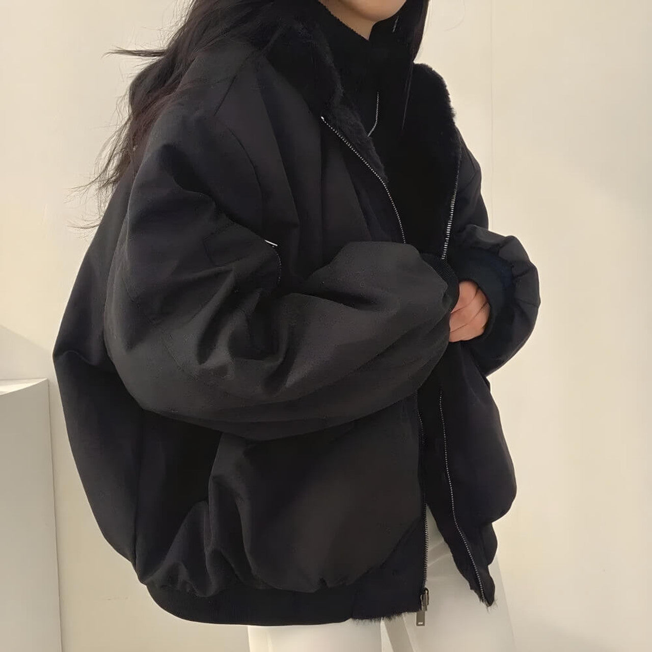 Reversible Teddy Wool Hooded Jacket