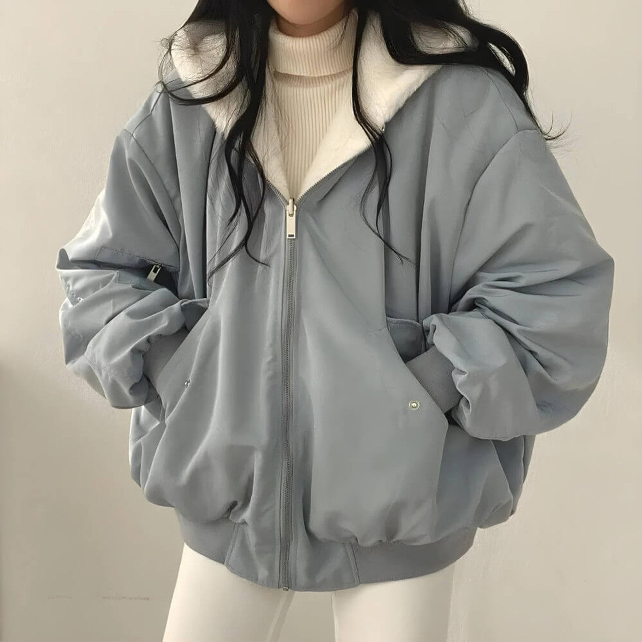 Reversible Teddy Wool Hooded Jacket