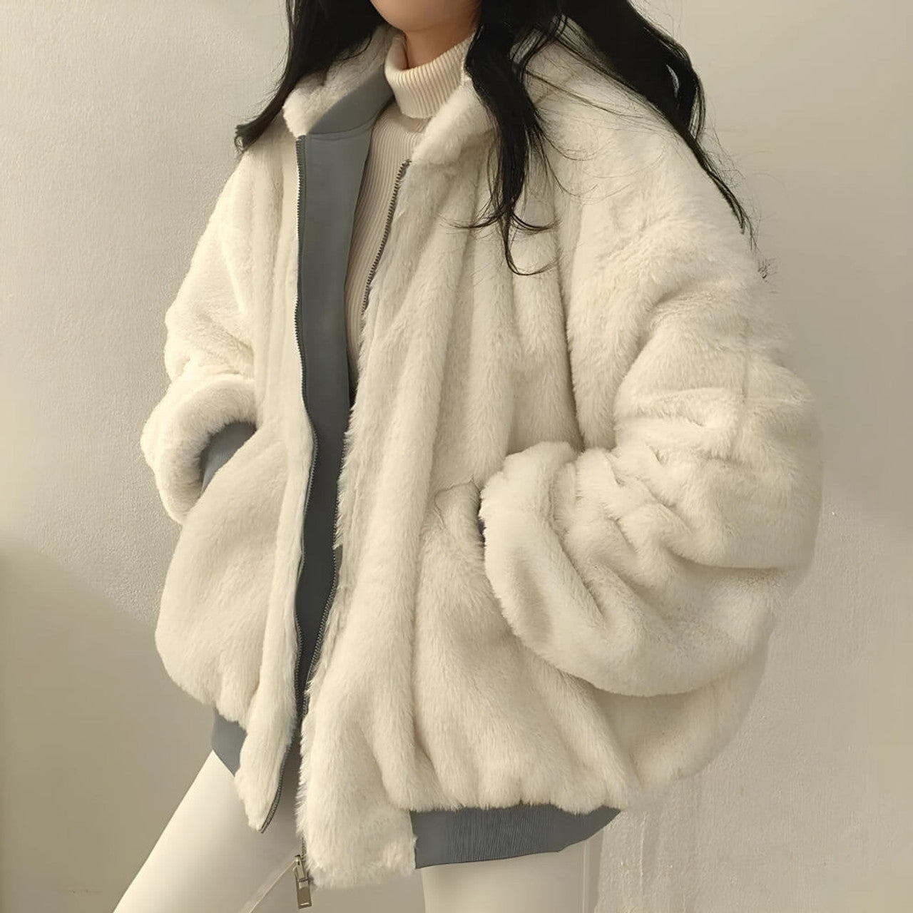 Reversible Teddy Wool Hooded Jacket