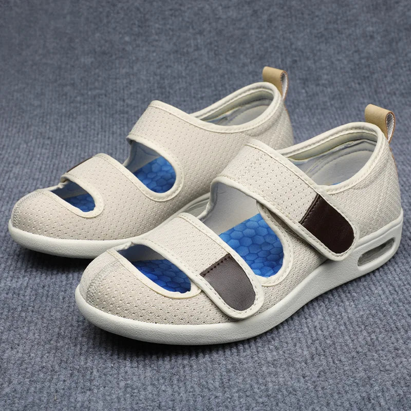 Unisex Beige Breathable Summer Sandals with Comfort Velcro