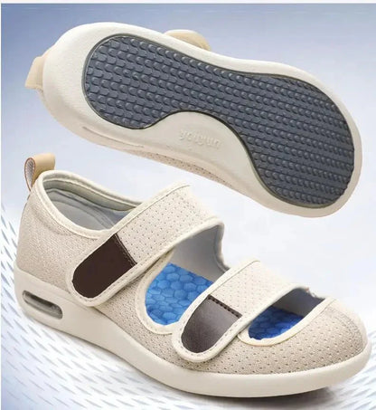 Unisex Beige Breathable Summer Sandals with Comfort Velcro