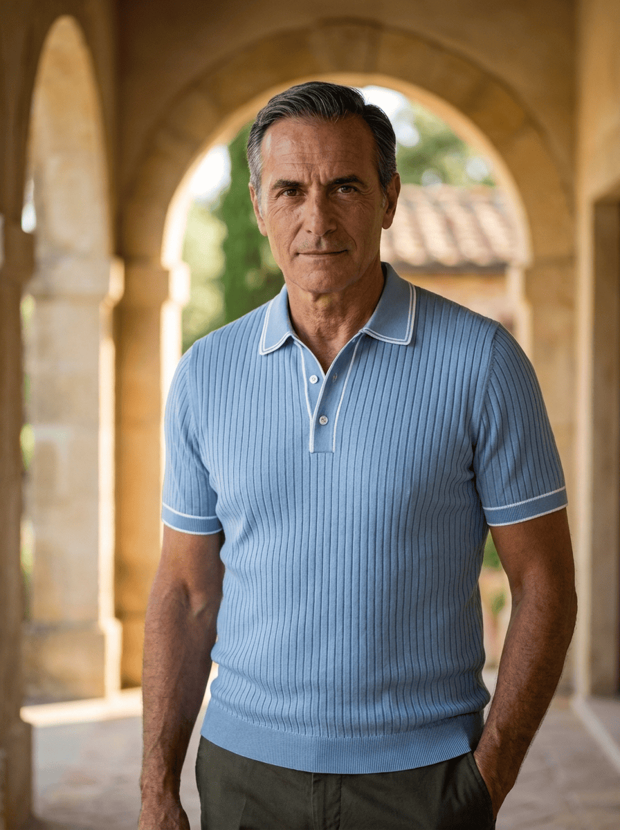Silvan | Ribbed Knit Polo Shirt
