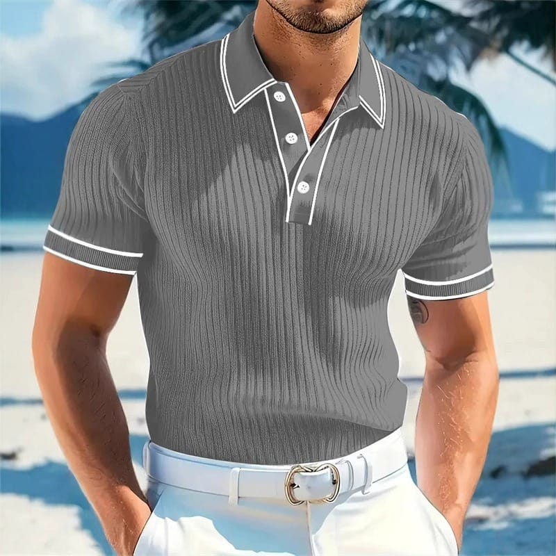 Silvan | Ribbed Knit Polo Shirt