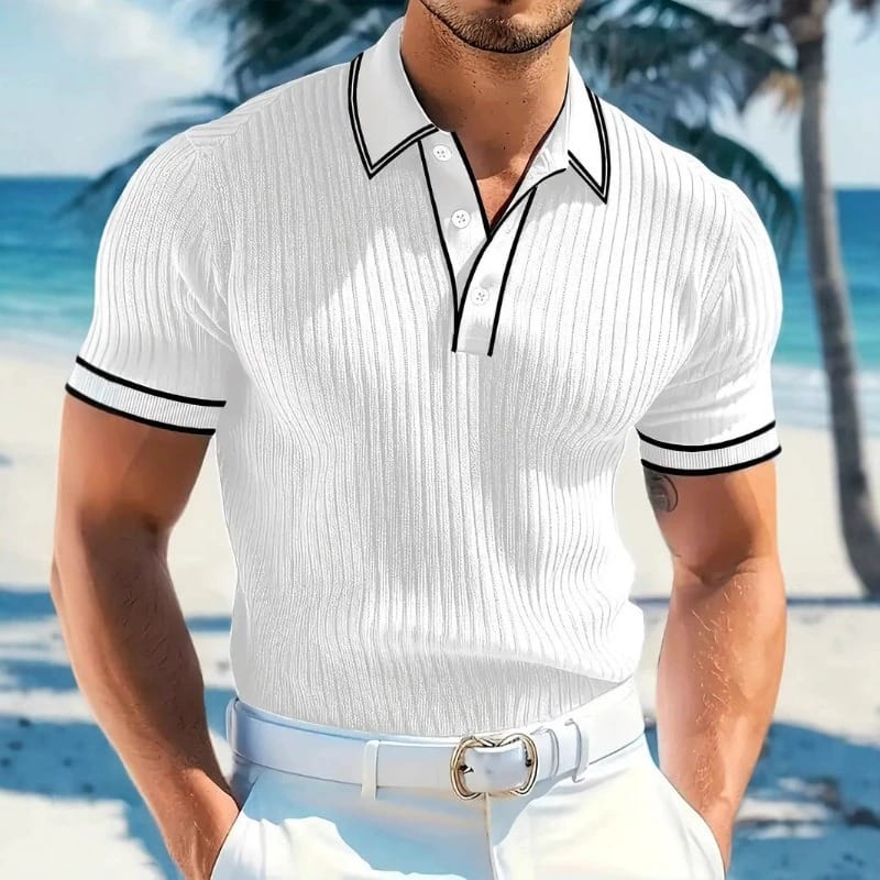 Silvan | Ribbed Knit Polo Shirt
