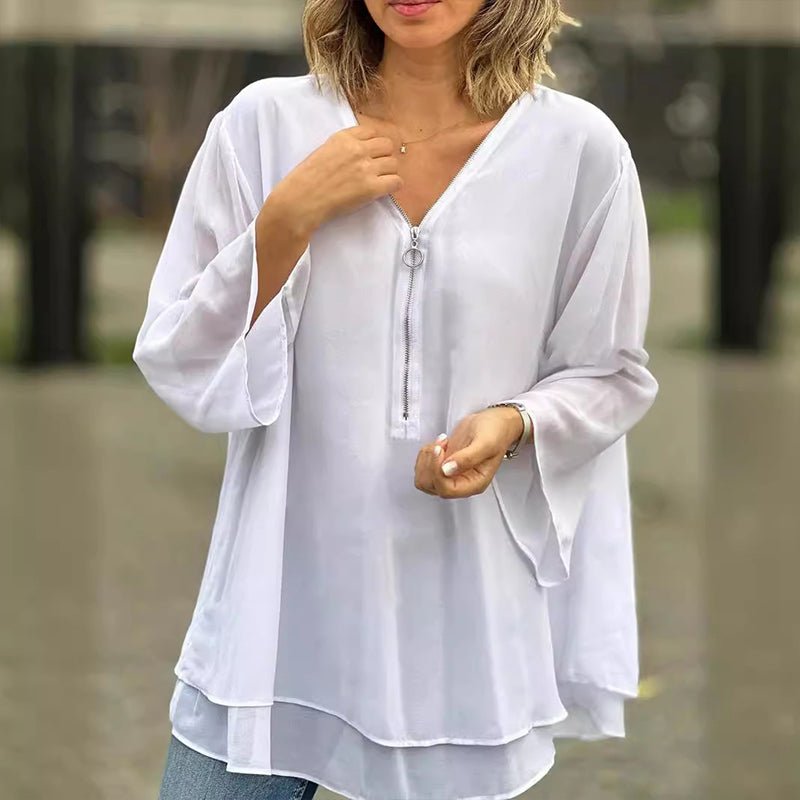 Lorelai | Chiffon Blouse with Zip Fastening