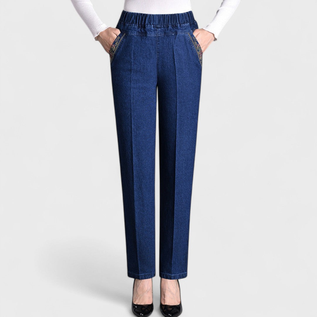 Colombe – Women's Jeans with Side Pockets and Elastic Waist