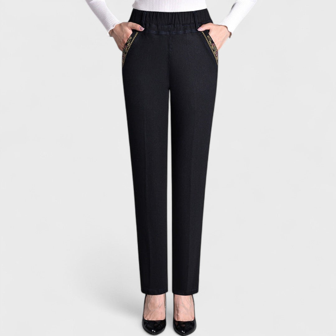 Colombe – Women's Jeans with Side Pockets and Elastic Waist
