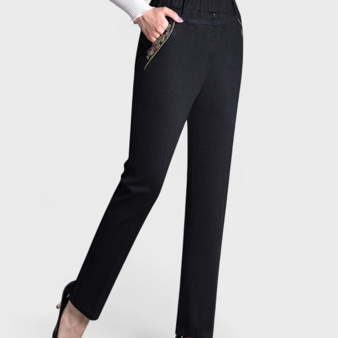 Colombe – Women's Jeans with Side Pockets and Elastic Waist