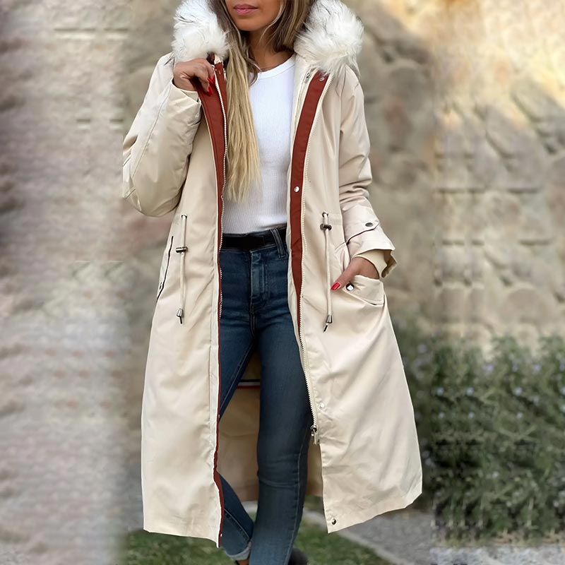 Fionna – Women's Winter Coat with Hood and Soft Faux Fur Collar