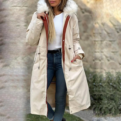 Fionna – Women's Winter Coat with Hood and Soft Faux Fur Collar