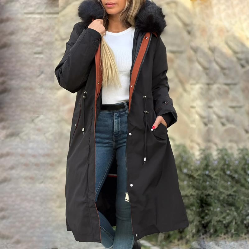 Fionna – Women's Winter Coat with Hood and Soft Faux Fur Collar