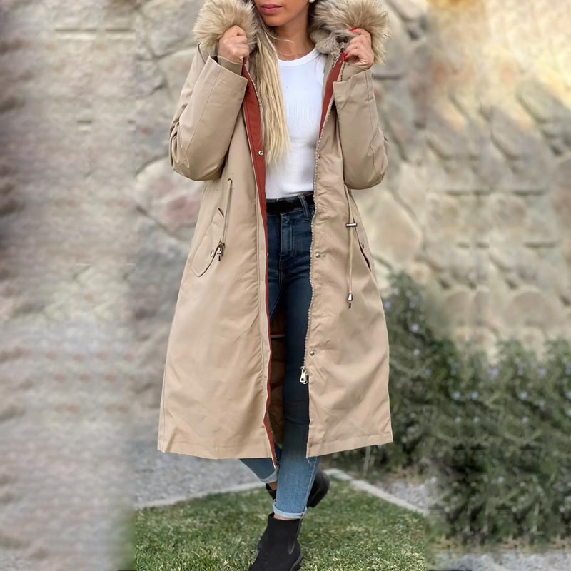 Fionna – Women's Winter Coat with Hood and Soft Faux Fur Collar