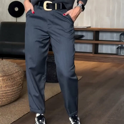 Caprice - Elegant Striped Suit Trousers