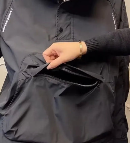 Work Jacket with Hood and Half-Zip